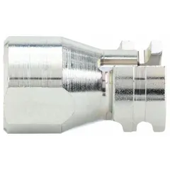 This steel quick-connect air coupling plug features a sleeve-type locking mechanism with 1"-11-1/2 thread size and 1" hose fitting. Designed for pneumatic systems requiring frequent connection and disconnection of compressed air lines.