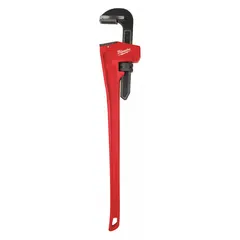 This straight pipe wrench has a 60-inch overall length and 8-inch jaw capacity, providing leverage for gripping and turning pipes and fittings. The serrated jaw ensures a secure hold on round objects. Its ergonomic design reduces user fatigue during extended use.