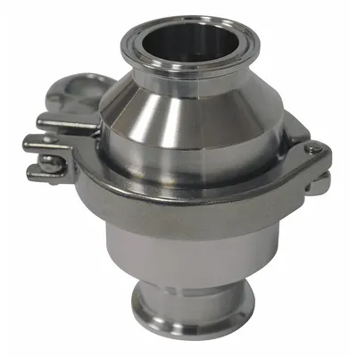 VNE Spring Check Valve: Poppet, Inline Valve Body, 1/2 in Pipe Size, Clamp x Clamp - 3-A Certified Stainless Steel Poppet Check Valves