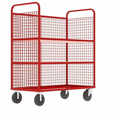 VALLEY CRAFT Dual-Side-Access Wire Shelf Cart, 57x30x68 in, Red - Dual-Side-Access with Wire Shelves