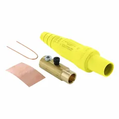 Female plug from the 16 Series with a single set screw termination. Rated 400 A at 600V AC/600V DC. Yellow housing. Suitable for high-current power connections in industrial environments.