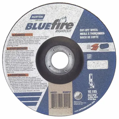 NORTON BlueFire RightCut Type 27 Depressed Center Cut-Off Wheel - High-Performance Cut-Off Wheels for Carbon & Stainless Steel
