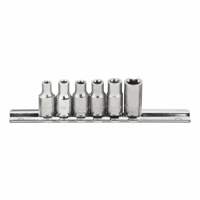 WESTWARD Socket Bit Set: 1/4 in Drive, 6 Piece, External Torx, Torx - External Torx & Torx Plus Socket Sets