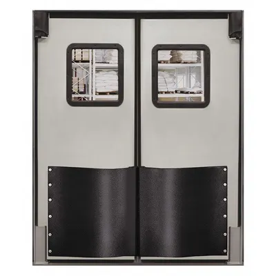 CHASE Swinging Door: Polyethylene, 2 Doors, Gray, 6 ft Door Wd, 7 ft Door Ht - Insulated Swinging Doors