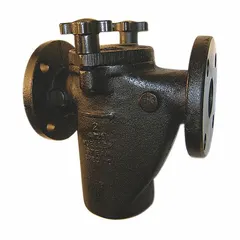 Cast iron basket strainer with a 0.125 in 304 stainless steel screen and Buna-N gasket. Single NPT connection, 8 1/4 in length. Designed to remove debris from water in piping systems, protecting downstream equipment such as pumps and valves.