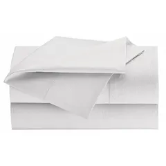 Fitted sheet for XL Full-size mattresses, 80 in length and 54 in width. Constructed from 60% cotton with a T300 thread count and solid Fresh White pattern. Features a 12 in hem/pocket depth for secure fit. Suitable for hospitality and residential bedding applications.