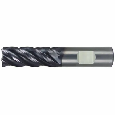 WIDIA HANITA: Carbide, AlTiN Coated, 5 Flute, 5/8" Mill Dia, 1-1/4" LOC - Fast-Cutting Carbide Corner-Radius End Mills for Steel & Cast Iron