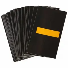 Individual dash character (-) in Archivo Narrow font, yellow on black background. Engineer-grade retroreflective for indoor/outdoor use. Supplied as a 25-pack. Not self-spacing or aligning. Used to create custom reflective signs and labels in industrial facilities.
