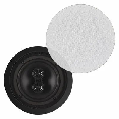 PHASETECH In-Ceiling Speaker: Passive, 2-Way, 8 ohm Impedance, 9 in Overall Wd - Ceiling-Mount Speakers