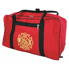 This red nylon duffle bag features a zipper closure and provides 4,200 cubic inches of interior volume. Measuring 24 inches in length and 13 inches in width, it is designed for carrying medical supplies and emergency equipment in field or tactical environments.