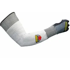 This heavy-duty cut-resistant sleeve is constructed from HPPE with a 13-gauge thickness. It features a thumbhole and universal fit, measuring 22 7/8 inches in length. Suitable for industrial tasks involving sharp edges and abrasion.