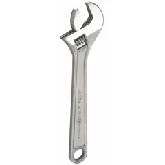 This nonsparking adjustable wrench is made from aluminum bronze with a natural finish. It has an overall length of 10 inches and a jaw capacity of 1 5/16 inches. Suitable for use in environments where flammable vapors or dust are present, such as oil refineries, chemical plants, and gas facilities.