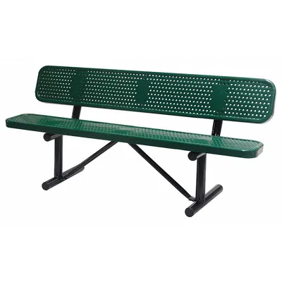 OEM Outdoor Bench, Green Frame, Green Seat, Dot Surface, 72 in L x 32 1/2 in H - Thermoplastic Coated Steel Benches