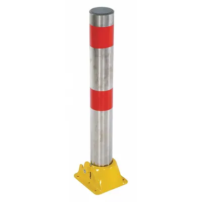 VESTIL Fold-Down Bollard: Bolt-On, 35 1/2 in Install Ht, 4 1/2 in Dia, Stainless Steel - Fold-Down Bollards
