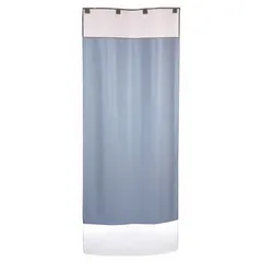 This institutional shower curtain system is constructed of plastic and features a hook-and-loop mounting style for tool-free installation. Suitable for high-traffic environments such as hospitals, nursing homes, and public locker rooms, it provides a durable privacy barrier that withstands frequent use and cleaning.