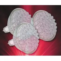 Set of three LED replacement bulbs designed for use in fountain lighting systems. Operates at 120W and 120V AC. Suitable for illuminating decorative water features in residential or commercial landscapes.