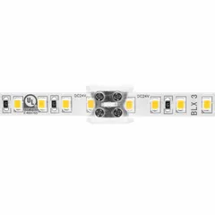 This screw-terminal connector joins two segments of tape or linear light systems without soldering. It accepts wire gauges from 20 AWG to 16 AWG, enabling secure connections in lighting installations.