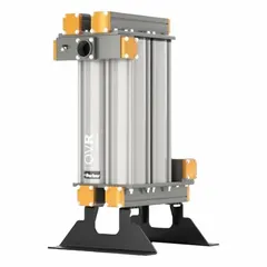 Activated carbon filter for removing odors and oil vapor from compressed air systems. Aluminum body with 2 1/2 in NPT connection. Rated for 690 scfm flow, 232 psig maximum operating pressure, and 122°F maximum operating temperature.