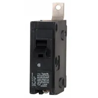 Single-pole miniature circuit breaker rated 70A at 120/240V AC, part of the BL Series. Features a standard trip characteristic and a maximum AIR rating of 22kA at 120V AC. Designed for bolt-on installation in Siemens P1 panelboards, providing overcurrent protection for single-phase branch circuits in commercial and industrial electrical distribution systems