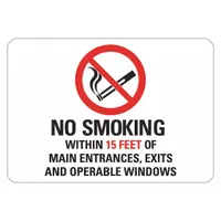 No Smoking Sign: Non-PVC Polymer, Adhesive Sign Mounting, 7 in x 10 in Nominal Sign Size, 2 PK (MPN LCU1-0038-ED-PK2_10x7)