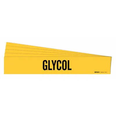 BRADY Pipe Marker: Glycol, Yellow, Black, Fits 2 1/2 to 7 7/8 in Pipe O.D., 1 Pipe Markers - Glycol Adhesive Pipe Markers