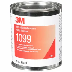 3M Construction Adhesive 1099 is a tan, solvent-based adhesive supplied in a 1-quart can. Formulated for bonding plastics, it is used in construction and industrial assembly for paneling, trim, and other applications requiring a strong bond. VOC content is 20 g/L.