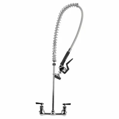 ENCORE Pre Rinse Faucet: KL53, Wall, 3 Mounting Holes, Brass, Chrome - Pre-Rinse Faucets with Spray Spring Hose