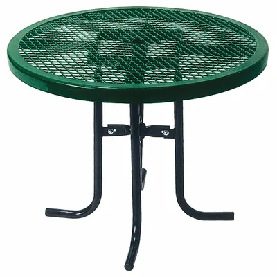 ULTRASITE Patio Table: Green, Expanded Metal, 30 1/4 in Overall Ht, 36 in Overall Dia - Round Top Patio Tables