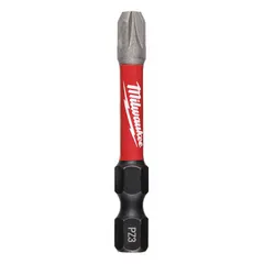 This MILWAUKEE Pozidriv bit features a PZ3 tip size and is impact rated for use with impact drivers. The alloy steel construction and standard hex shank suit high-torque fastening in assembly and maintenance tasks. It is supplied as a single bit without a holder.