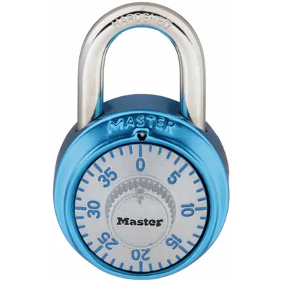 MASTER LOCK Combination Padlock: Dial Combo, Blue, Steel, Std Shackle - Standard Shackle Combination Padlocks