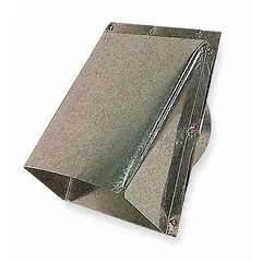 This flange-mount outside air inlet cap is designed for gas wall and ceiling heaters. Constructed of galvanized steel with a 4-inch vent diameter, it includes a bird screen to prevent debris entry. Compatible with Dayton infrared tube heaters.