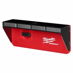 Magnetic rack for holding metal tools and accessories on PACKOUT rolling tool boxes. Red plastic construction with accurate stripping feature. Dimensions: 9-1/2 in width, 3-1/2 in height, 4 in length.