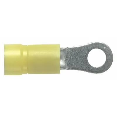 PANDUIT Ring Terminal: Yellow, Vinyl Insulation, #6 Stud Size, 12 AWG to 10 AWG Wire Sizes - Insulated Ring Terminals
