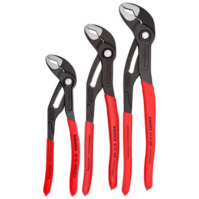 KNIPEX Water Pump Plier Set: V, Push Button, 2 in_1 1/2 in_2 3/4 in Max Jaw Opening - Tongue & Groove Pliers Sets