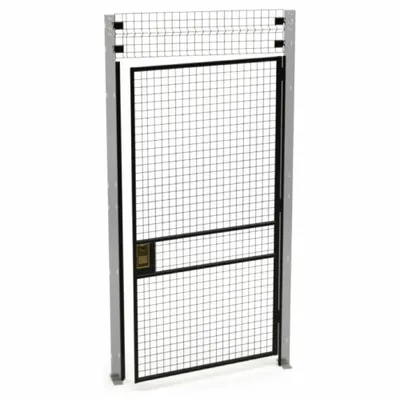 HUSKY RACK & WIRE Swing Door: 8 ft H x 4 ft W x 1 3/4 in D, Black, Powder-Coated - Husky Rack & Wire Quick-Assemble Woven-Wire Partition Components