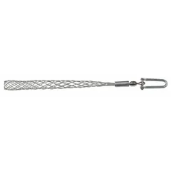 Galvanized steel pulling mesh grip with rotating eye for cable diameters 0.75 to 0.99 inches. Mesh length 20 inches, breaking strength 1,360 lb. Used for pulling cables in conduit or cable tray installations.
