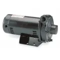 This straight centrifugal pump is suited for water transfer, circulation, and general fluid handling in HVAC systems, irrigation, and light industrial applications. It features a 1-1/2 HP motor operating at 115/230V AC, delivering up to 118 ft of head. The pump has a 1-1/4 in intake and 1 in discharge, with an open drip-proof (ODP) motor enclosure and cast iron construction.