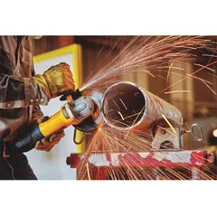 Type 1 cut-off wheel for carbon and stainless steel. Ceramic construction with 46 grit (A46U-BF series) reduces heat buildup during cutting. Used in metal fabrication, maintenance, and repair for clean cuts on ferrous materials.