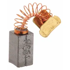 Replacement carbon brush for LEESON electric motors. Compatible with model M1120185.00. Used to maintain electrical contact in motor commutators for continued operation of industrial machinery.