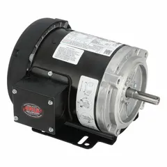 Totally enclosed fan-cooled (TEFC) 3-phase AC motor with C-face/universal mount. Delivers 1/3 hp at 3450 RPM on 208-230/460V AC, drawing 1.8-1.8/0.90 A full load. Suitable for industrial equipment such as pumps, fans, conveyors, and machine tools where protection from dust and moisture is required.