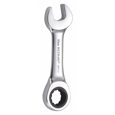 WESTWARD Combination Wrench: Alloy Steel, Chrome, 16 mm Head Size, 4 3/4 in Overall Lg - Metric 12-Point Ratcheting Combination Wrenches