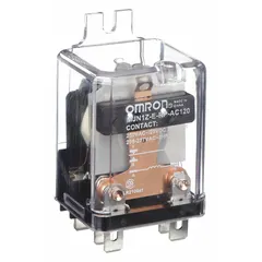Surface-mounted relay with side flange mounting and square base. SPDT contact configuration rated 30 A at 120V AC, operating current 15 A at 600V AC for resistive loads. Quick-connect terminals for electrical connection. Suitable for industrial switching applications such as motor controls, lighting systems, and power distribution panels.