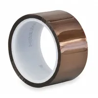 This polyimide film tape with silicone adhesive is designed for high-temperature masking applications. It provides heat resistance and clean removal in thermal processes such as powder coating and wave soldering. The tape is 6 inches wide, 5 yards long, and 2.5 mil thick, with a brown color