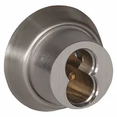 This mortise housing from BEST accepts interchangeable core cylinders and includes cylinder rings. The chrome finish suits commercial door applications where quick rekeying is needed without removing the entire lockset. Designed for 6-pin cores, it supports secure key control in facilities such as offices, schools, and hospitals.