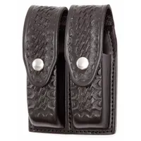 GOULD & GOODRICH, INC. Magazine Pouch: Black, Leather, Basket Weave, Snap Closure (MPN B627-4W)
