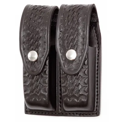 GOULD & GOODRICH, INC. Magazine Pouch: Black, Leather, Basket Weave - Duty Equipment Pouches