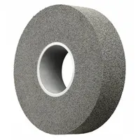 This SCOTCH-BRITE convolute wheel is designed for deburring and surface finishing of stainless steel and nickel alloys. It features a silicon carbide abrasive in a fine, hard (9) grade, with an 8-inch diameter, 2-inch width, and 3-inch arbor. The wheel removes burrs, blends surface imperfections, and produces a uniform finish on metal parts