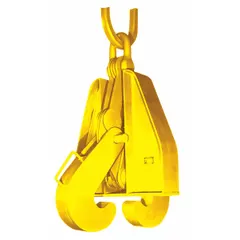 These beam lifting tongs are designed for handling beams and plate girders. Constructed from steel with a yellow finish, they have a working load limit of 10,000 lb. Suitable for lifting and positioning structural steel components in construction and fabrication settings.