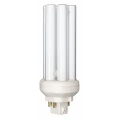 26W compact fluorescent triple twin-tube lamp with 4-pin GX24q-3 base. Delivers 1,750 lumens at 4100K color temperature. Dimmable. Suitable for general lighting in commercial and industrial spaces such as offices, retail, and hospitality.