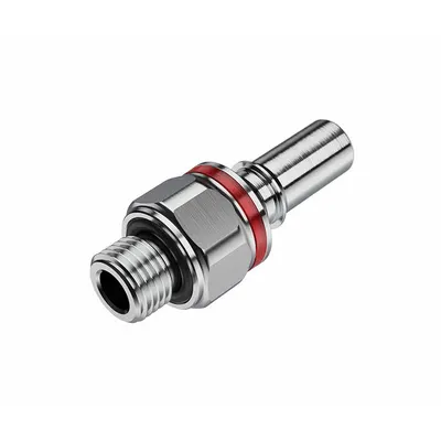 CPC Quick Connection Coupling: Straight, 1/4 in Pipe Size, Warm Red, Quick Disconnect/Threaded - Chrome-Plated Brass Quick-Disconnect Tube Fittings